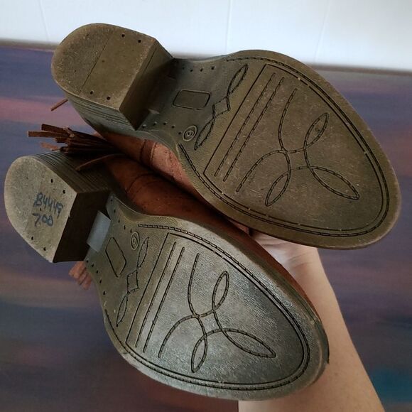 EUC Arizona Jeans Copper Colored Boots with Fringes Sz 6 - Picture 6 of 6